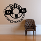Padded trap clap decal with circular gear emblem and chain links