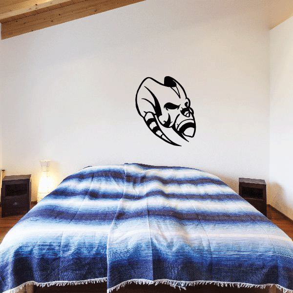 Demon skull mask decal with black painted face graphic