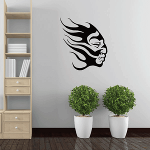 Black flame-faced sprite decal with profile mask design