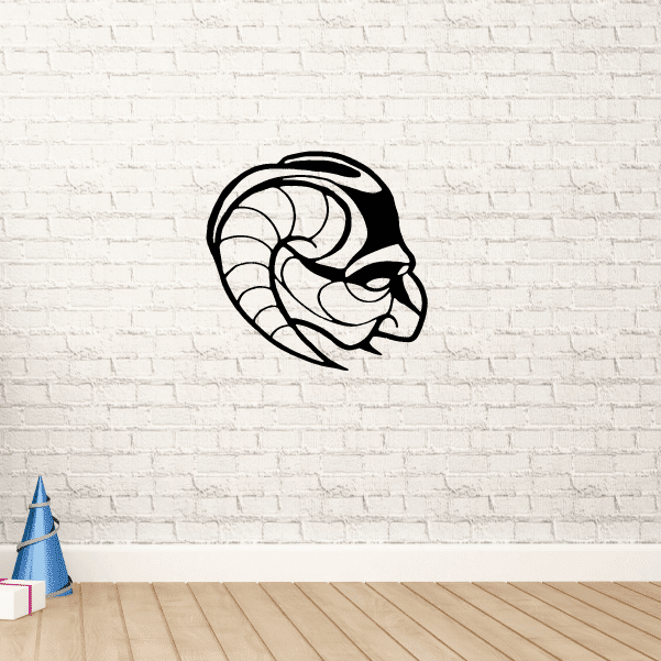 Painted horns masquerade mask decal in black and white, stylized face outline