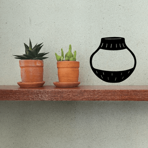 Painted terra cotta pot decal set: illustrated small potted plants and large vase