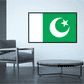 Pakistan flag sticker, rectangular with black border, green field with white crescent and star