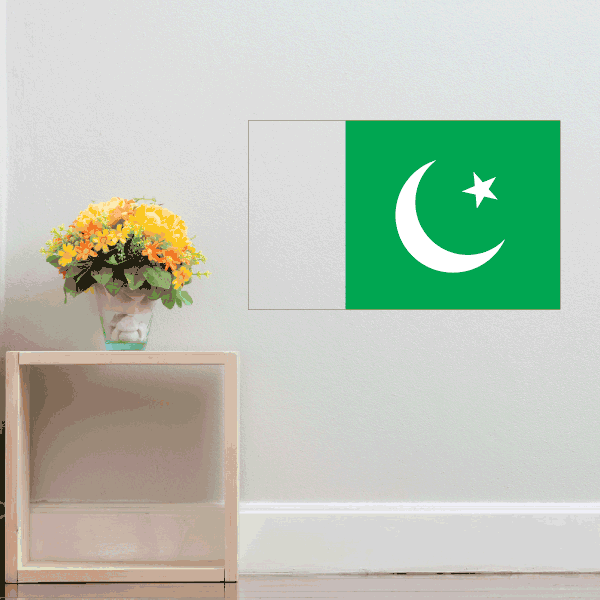 Pakistan flag sticker: green with white crescent and star