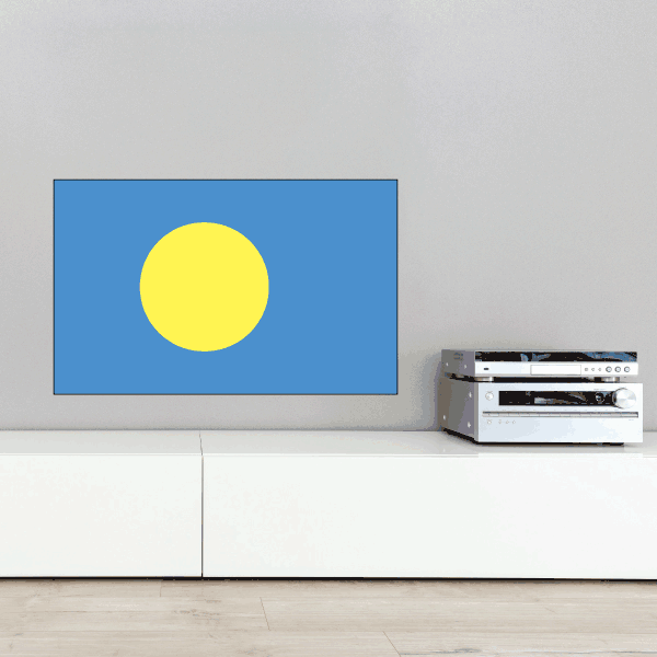 Palau flag sticker, rectangular blue design with yellow circle