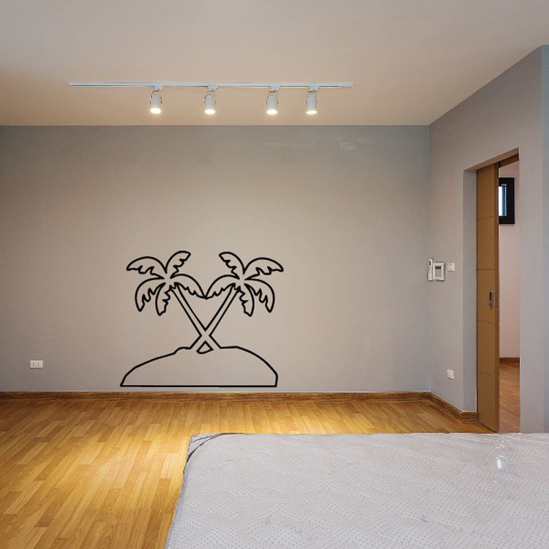 Image of Palm Tree Island Outline Decal