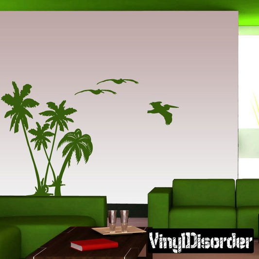 Palm Tree with Pelicans kit - Vinyl Wall Decals