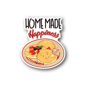 Vinyl sticker reading Home Made Happiness with pancake and berries