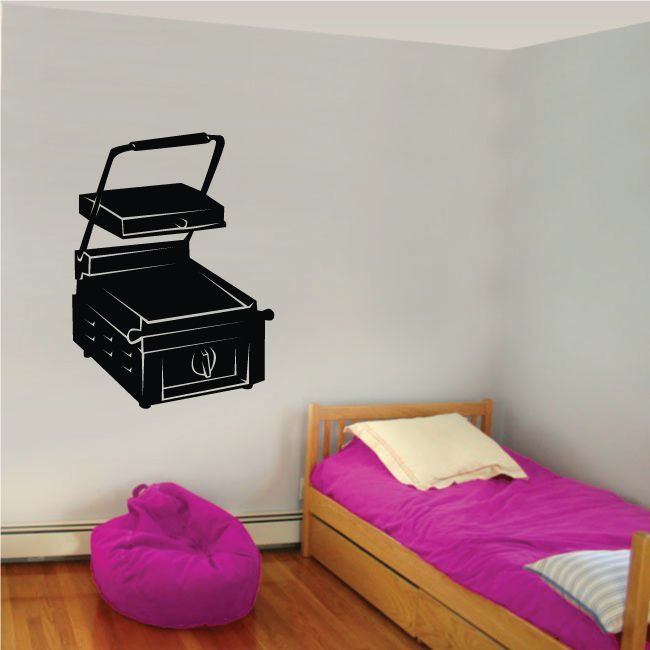 Panini press wall decal with black press toaster outline
