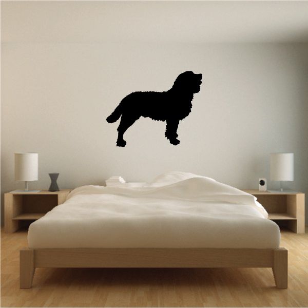 Black water spaniel dog decal sticker silhouette