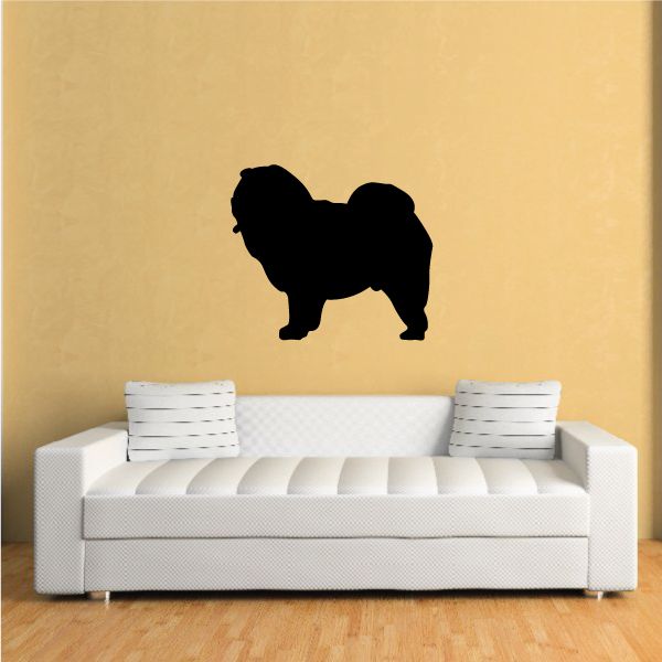 Black panting Chow Chow silhouette wall decal