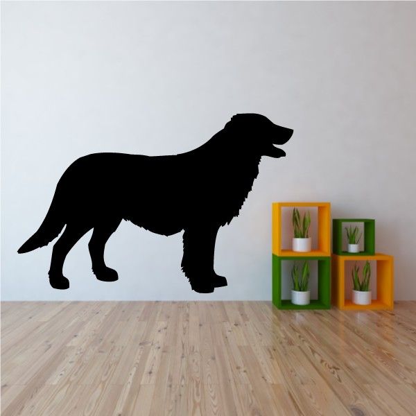 Black retriever dog silhouette wall decal, panting stance