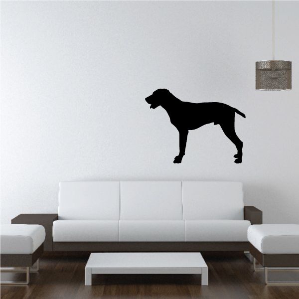 Panting German shorthaired pointer dog decal, black silhouette