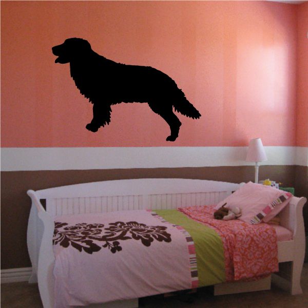 Golden retriever dog wall decal showing black panting silhouette