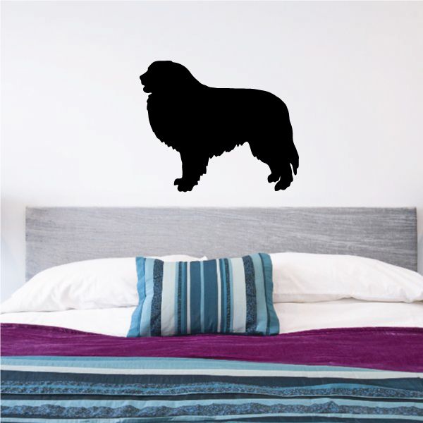 Black Great Pyrenees dog decal silhouette, standing and panting
