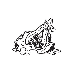 Papaya decal in black line art with fruit and seed details