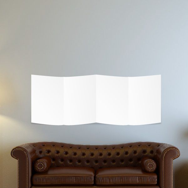 White folded wall decal with three panel sections