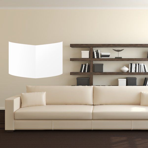 Abstract white folded wall vinyl decal with paper-fold shape on wall