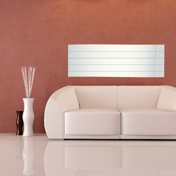 Horizontal lined wall decal with rectangular shape, white