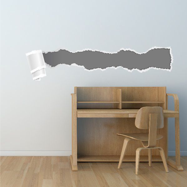 Torn paper wall decal strip, dark gray