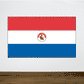 Paraguay flag sticker, red white blue horizontal bands with national emblem in center