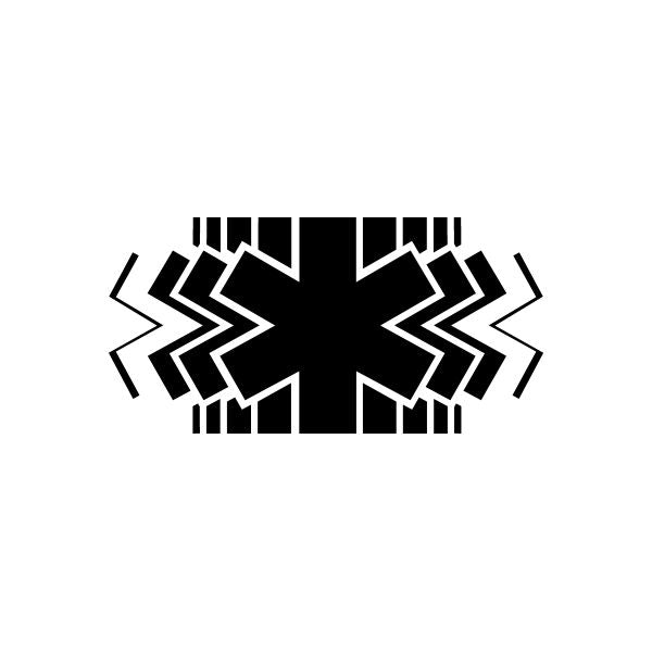 Paramedic star decal, black eight-point star with inner symbol lines