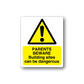 Parents Beware sticker with yellow warning triangle and caution text
