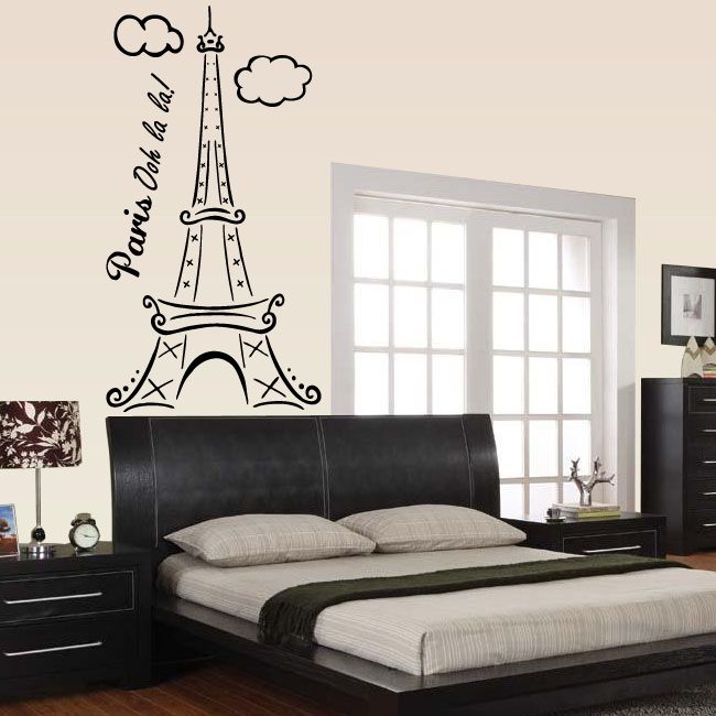 Image of Eiffel Tower Paris Clouds Wall Decals - paris00LaLa04