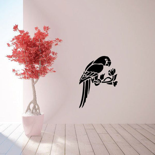 Image of Parrot on Floral Branch Decal