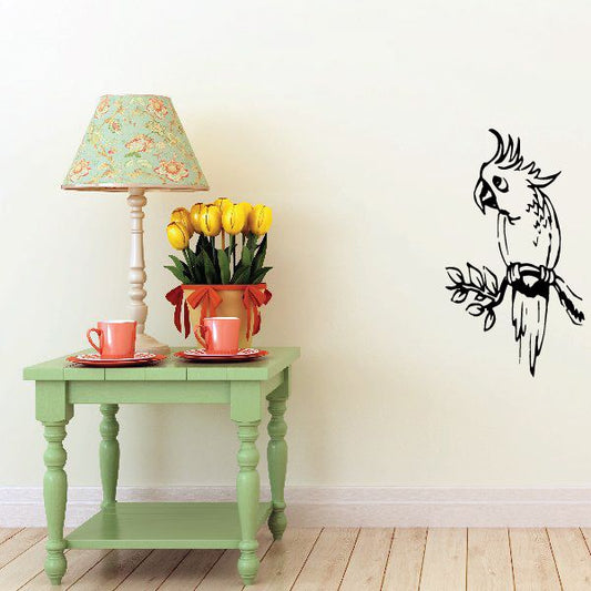 Image of Parrot on Leafy Branch Decal