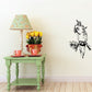 Parrot on leafy branch wall decal, black line art silhouette