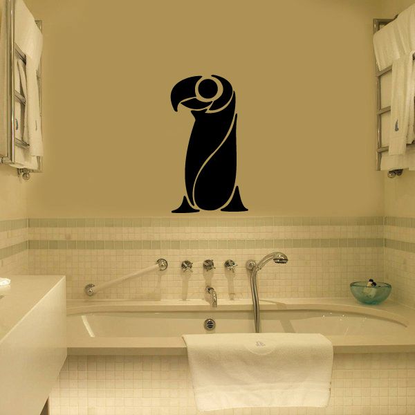 Tribal parrot vinyl wall decal, black outline design