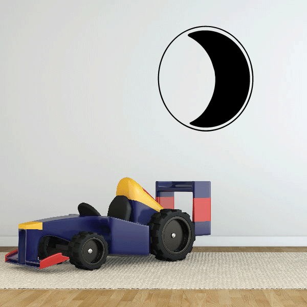Partial lunar eclipse decal with black crescent moon in circular outline