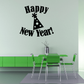 Happy New Year decal with black text and party hat icon