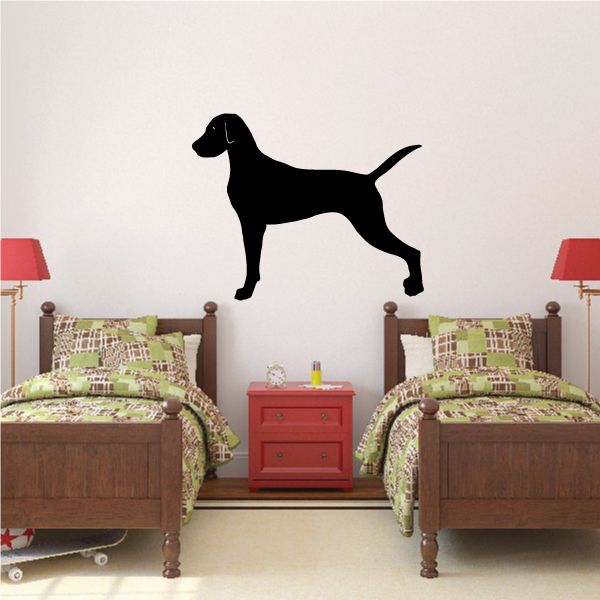 Black hunting hound dog decal silhouette, side view