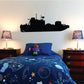 Patrol skiff wall decal with black ship silhouette