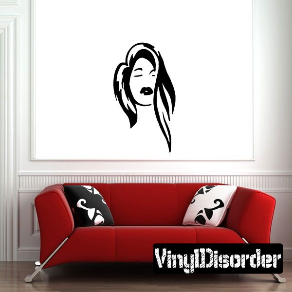 Peace of Mind wall decal: black and white woman face profile