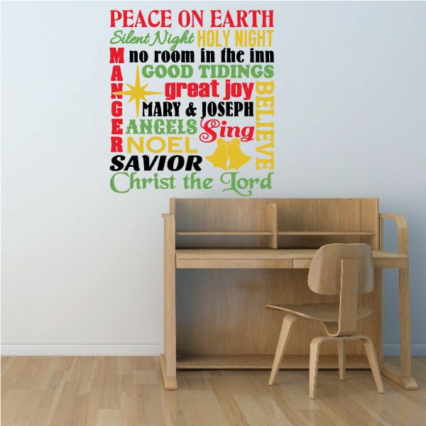 Image of Peace On Earth Christmas Typography Printed Decal