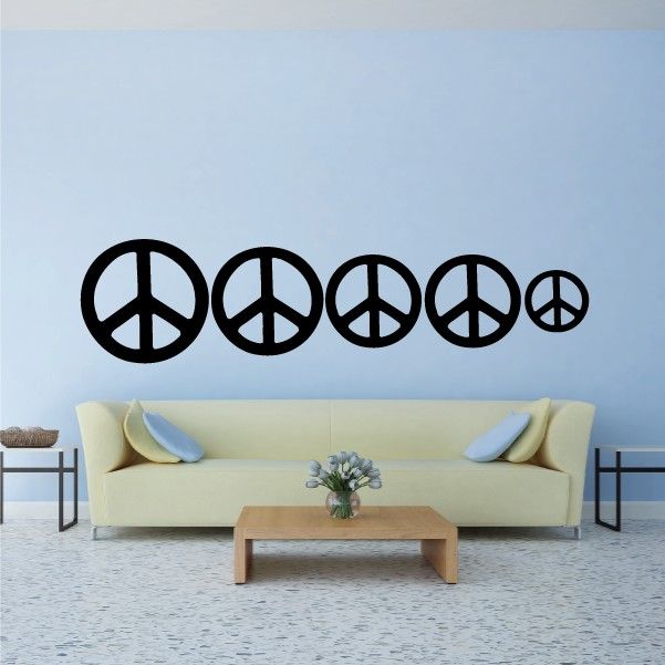 Peace sign decal set with multiple black peace symbol circles