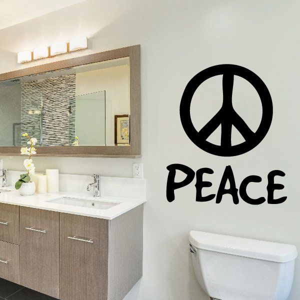 Image of Peace Sign Text Decal