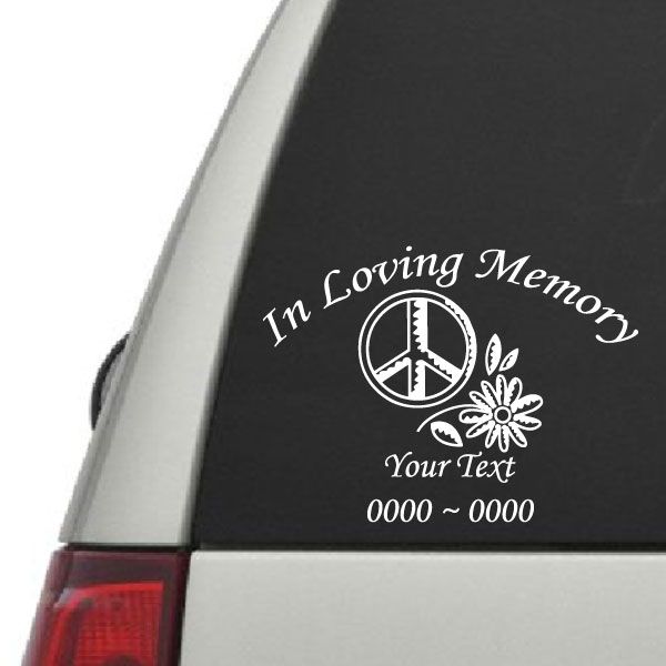 Image of Peace Sign with Flower Custom In Loving Memory Decal