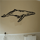 Humpback whale decal with dark silhouette, arched back and flowing tail