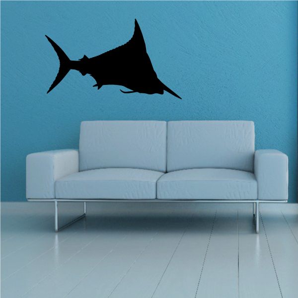 Peaceful Marlin silhouette decal, black fish shape