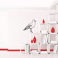 Standing shore bird wall decal with black-and-white details
