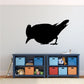 Pecking cardinal bird wall decal, black silhouette with beak and feet