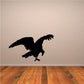 Black vulture decal silhouette with spread wings and pecking head