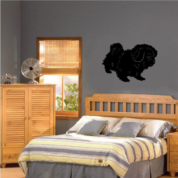 Pekingese dog decal with black silhouette, wall sticker
