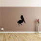 Pelican vinyl wall decal with black silhouette, bird standing with wings raised.