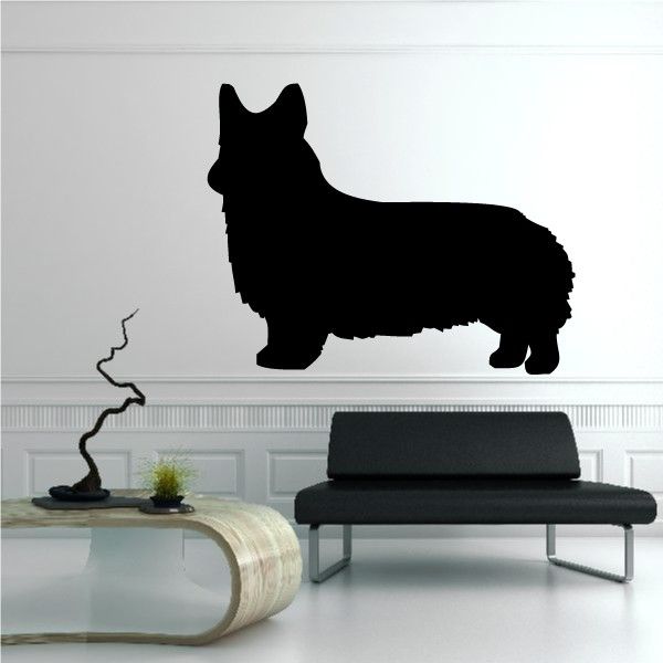 Pembroke Welsh Corgi decal, black silhouette corgi standing side profile