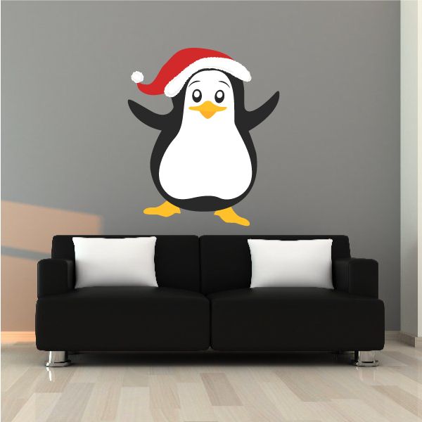 Image of Penguin with Santa Hat Sticker