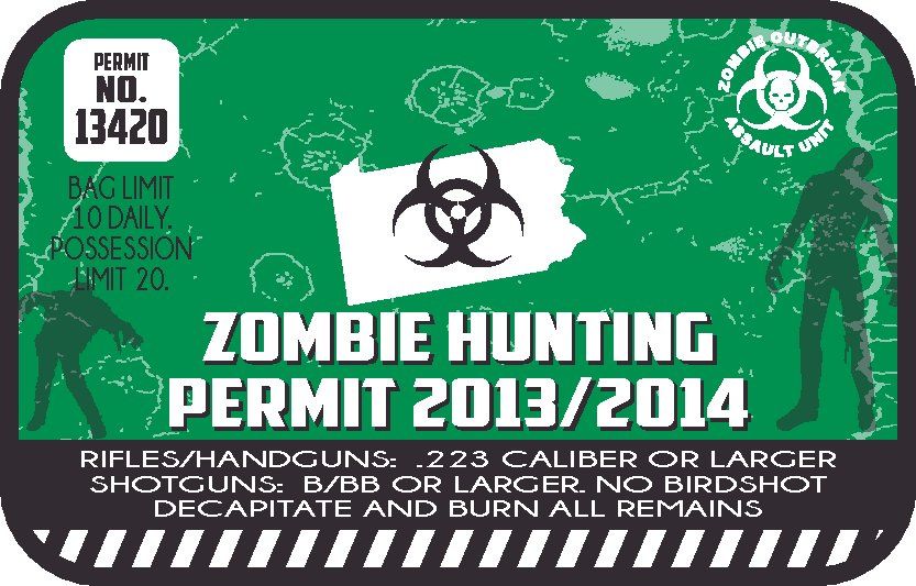 Image of Pennsylvania Zombie Hunting Permit Sticker